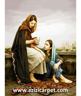 نخ و نقشه تابلو فرش دختر